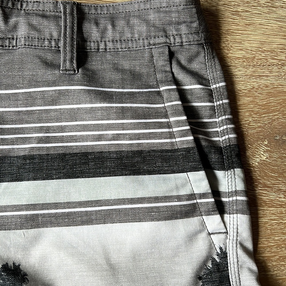 O'neill Men's Monstera Divide-Gray Palm Bermuda Shorts Back Zipper Size 32 - Picture 5 of 14